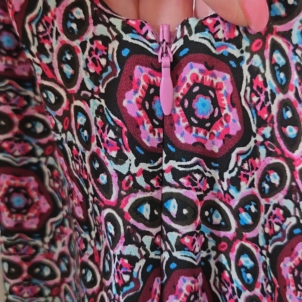 Womens Catherine MALANDRINO Floral Pink Purple Geo Boho Maxi Medium - Picture 4 of 4